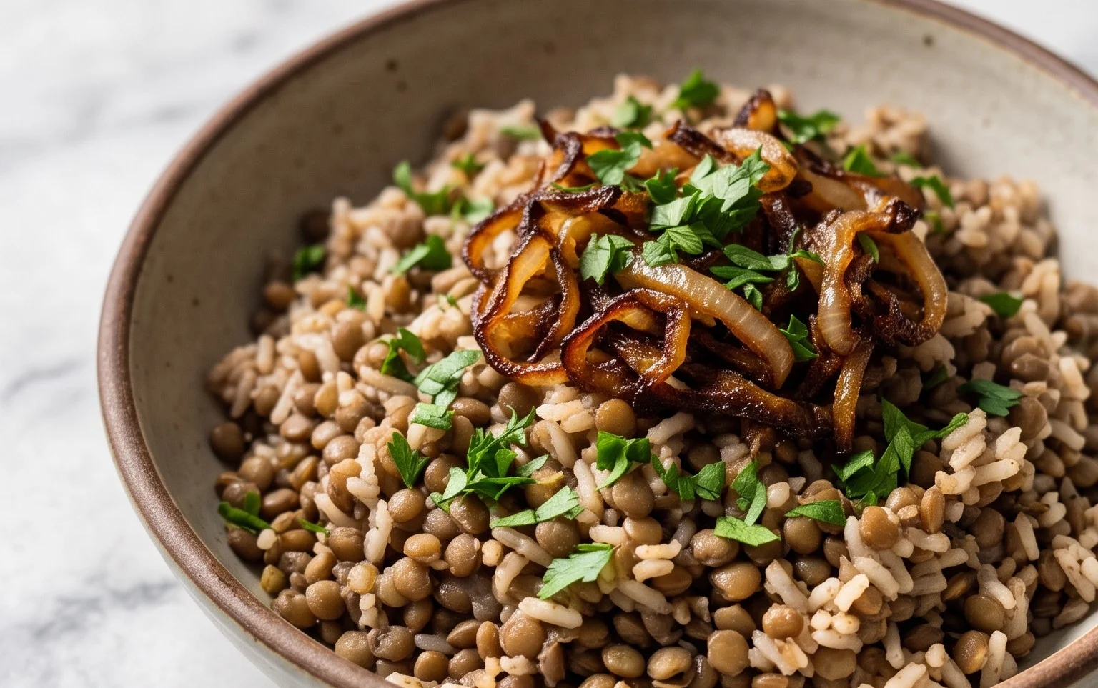 Mujadara : Recette facile lentilles et riz réconfortante